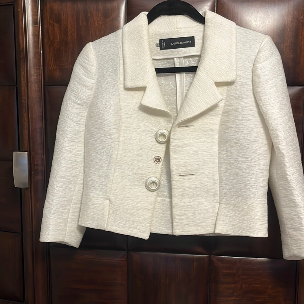 Dsquared2 Buttoned Cropped White Jacket - image 1